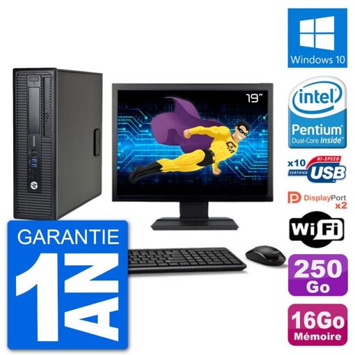 HP EliteDesk 800 G1 19" PC - Intel Pentium G3220, 16GB RAM, 250GB HDD, Windows 10