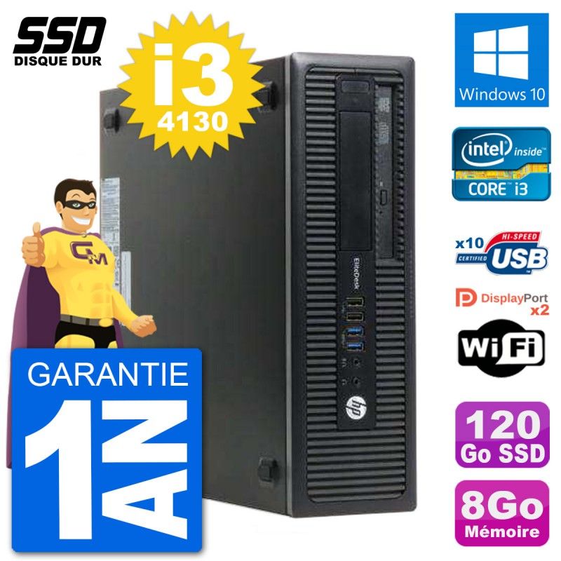 HP EliteDesk 800 G1 Intel Core i3-4130 8GB RAM 120GB SSD Windows 10 Wi-Fi