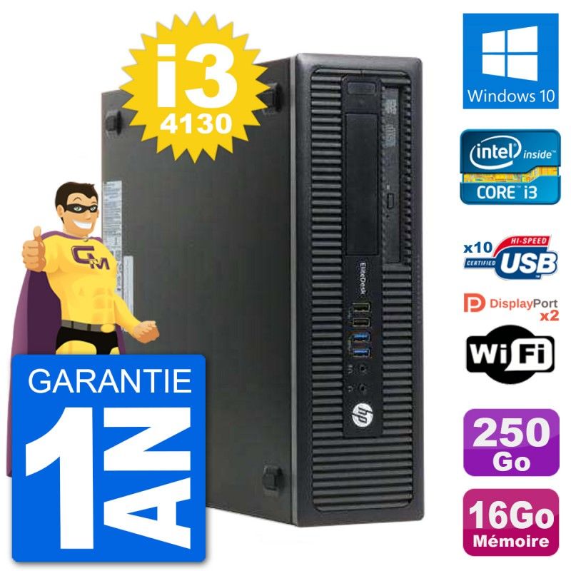 PC de sobremesa HP EliteDesk 800 G1 - Intel Core i3-4130, 16 GB de RAM, 250 GB HDD, Windows 10, WiFi