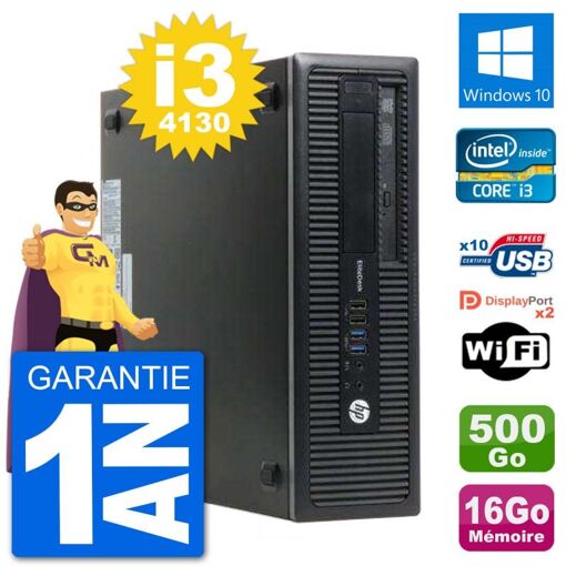 HP EliteDesk 800 G1 Desktop PC - Core i3-4130, 16GB RAM, 500GB HDD, Windows 10, WiFi