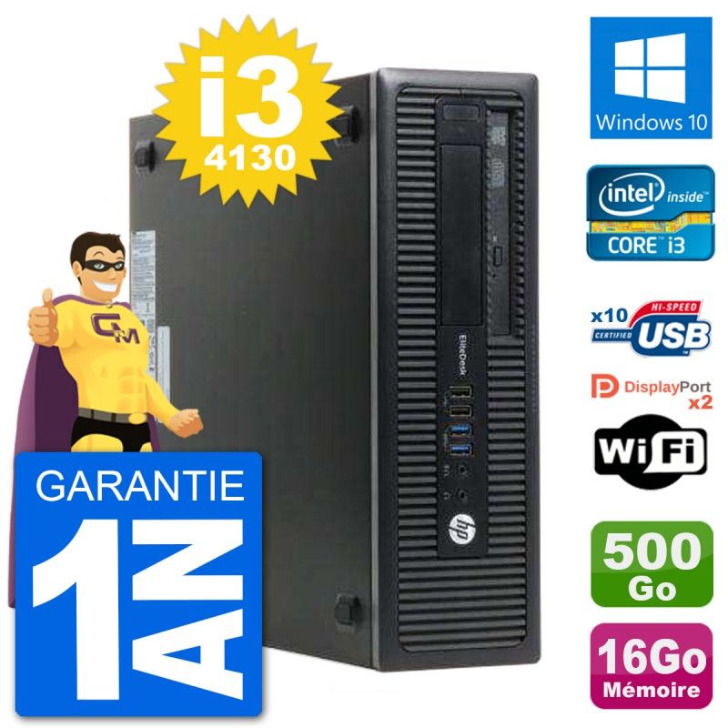 PC de escritorio HP EliteDesk 800 G1 - i3-4130, 16GB RAM, 500GB HDD, Windows 10, WiFi
