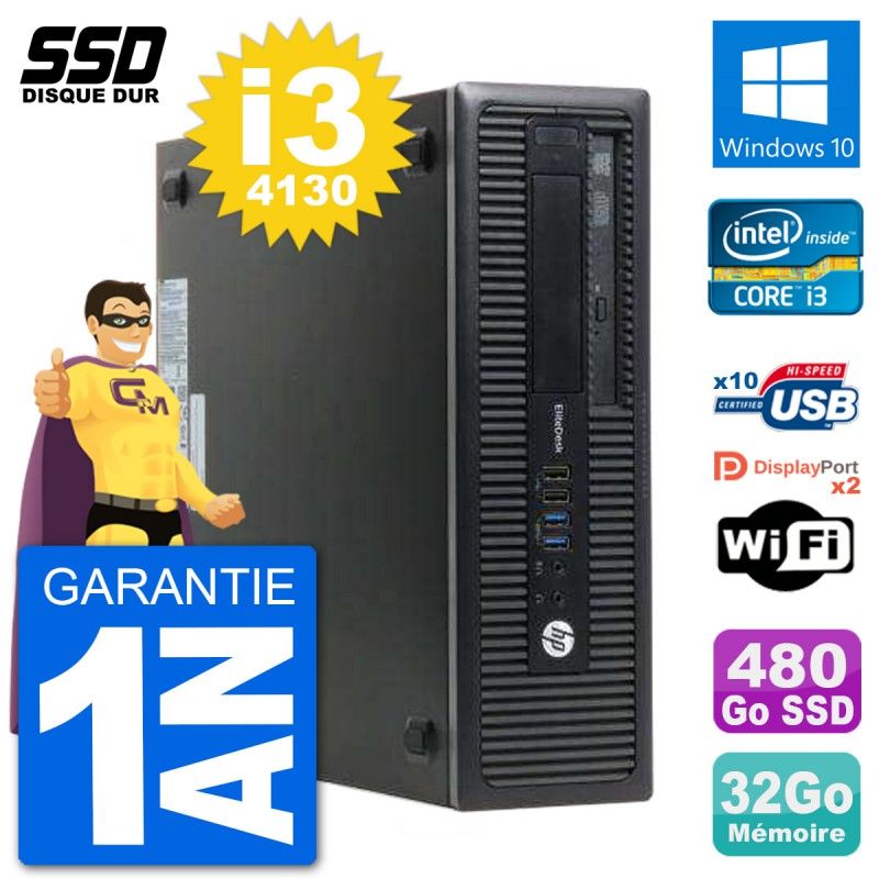 HP EliteDesk 800 G1 Core i3-4130 3.4GHz 2x3MB 32GB DDR3 480GB SSD Windows 10 Wi-Fi