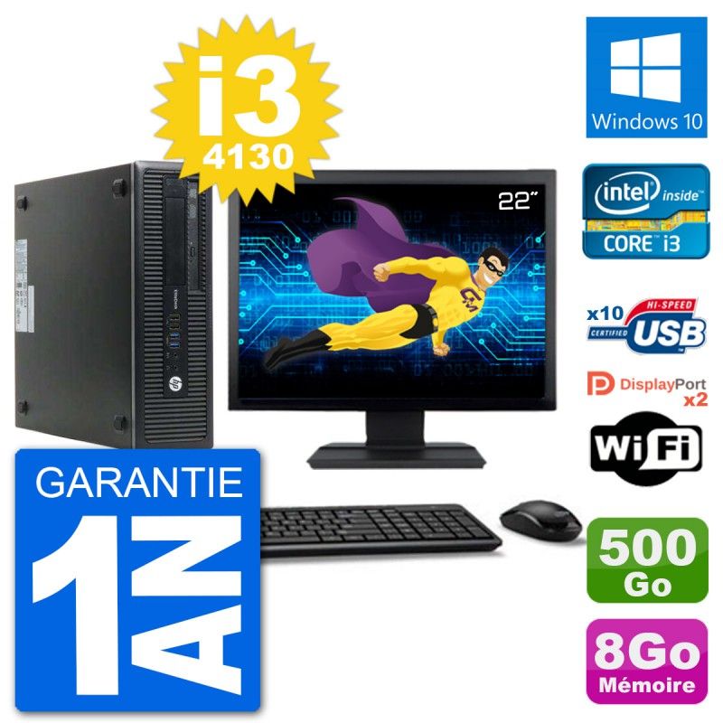 PC de escritorio HP EliteDesk 800 G1 - Pantalla de 22', Intel Core i3-4130, 8 GB RAM, 500 GB HDD, Windows 10, WiFi