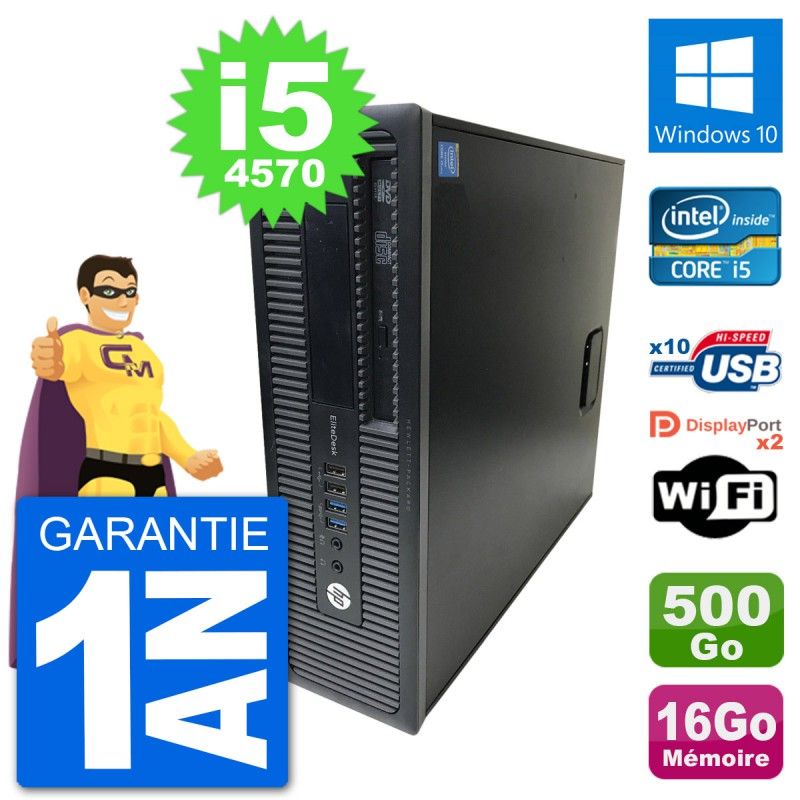 HP EliteDesk 800 G1 Core i5-4570 16GB RAM 500GB HDD Windows 10 WiFi PC