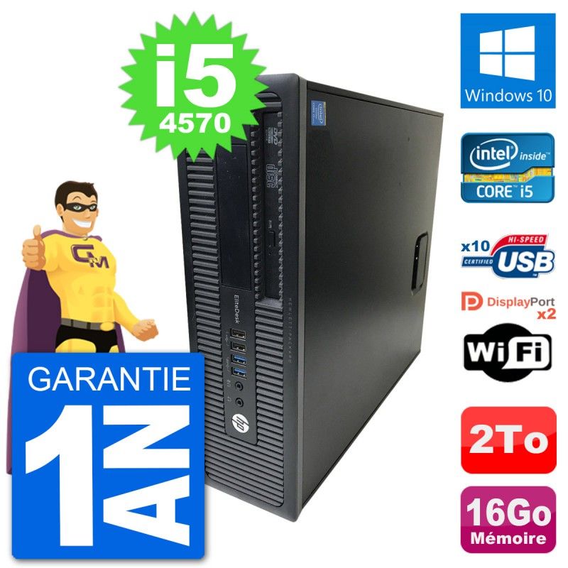 HP EliteDesk 800 G1 Core i5-4570 16GB RAM 2TB HDD Windows 10 WiFi PC