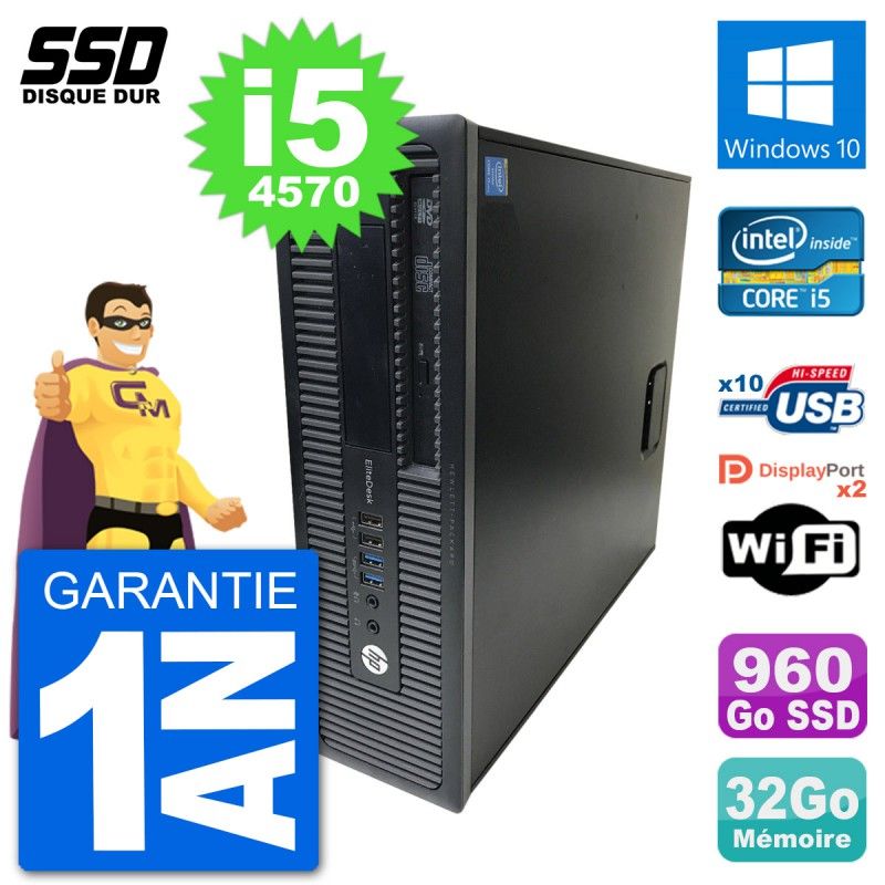 HP EliteDesk 800 G1 Core i5-4570 32GB RAM 960GB SSD Windows 10 Wi-Fi Desktop Computer