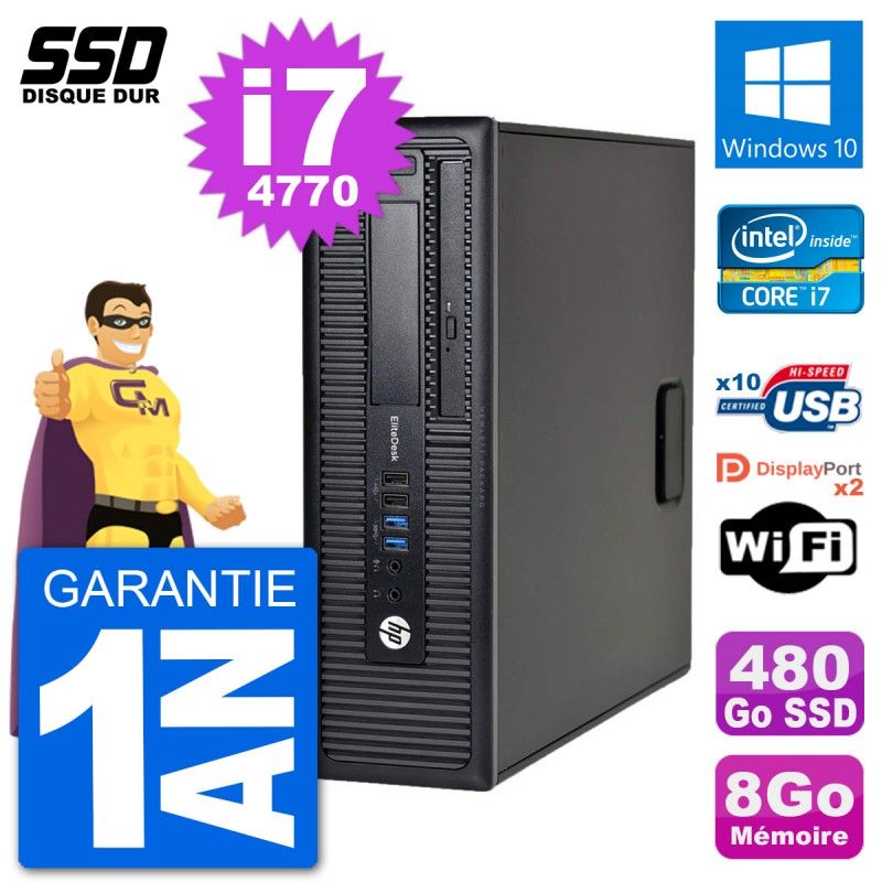 HP EliteDesk 800 G1 con procesador Intel Core i7-4770, 8GB de RAM, 480GB SSD, Windows 10 y WiFi