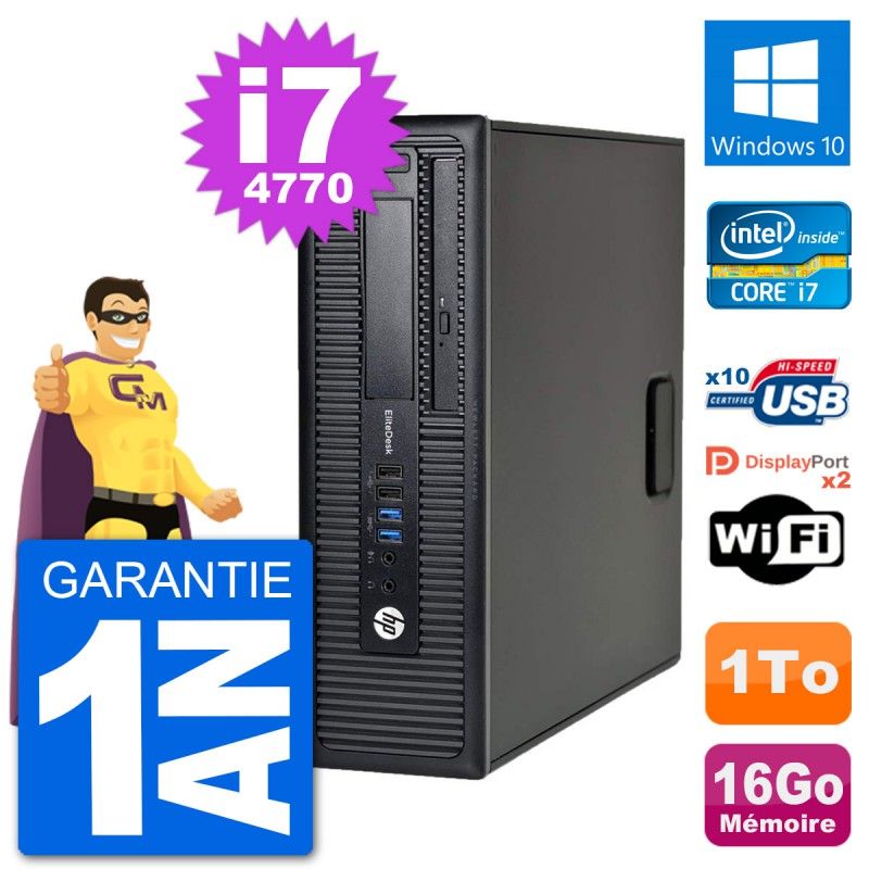HP EliteDesk 800 G1 Core i7-4770 16GB RAM 1TB HDD Windows 10 WiFi PC