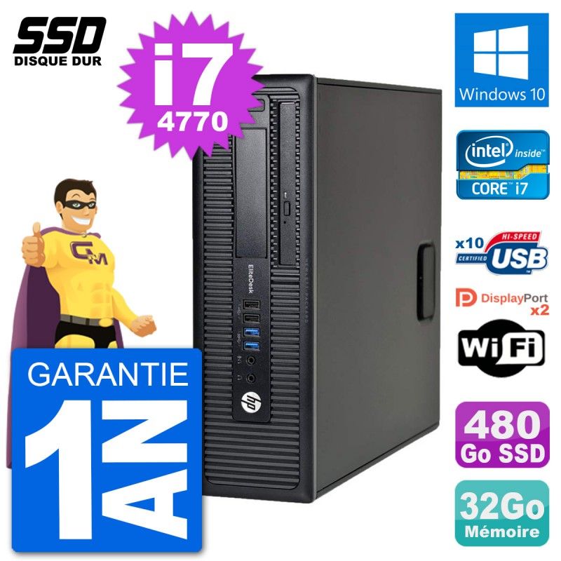 HP EliteDesk 800 G1 Core i7-4770, 32GB RAM, 480GB SSD, Wi-Fi, Windows 10