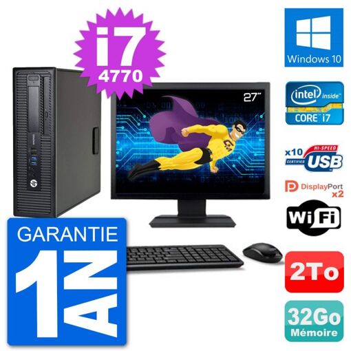 HP EliteDesk 800 G1 - 27 inch Core i7, 32GB RAM, 2TB Hard Drive, Windows 10