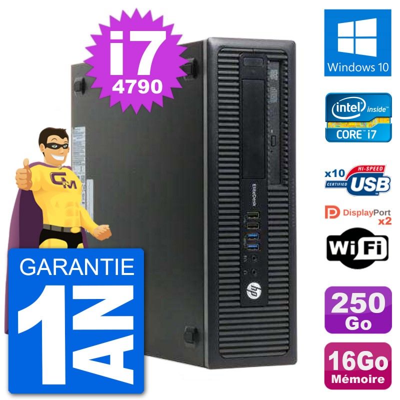 HP EliteDesk 800 G1 Desktop PC - Core i7, 16GB RAM, 250GB HDD, Windows 10, WiFi
