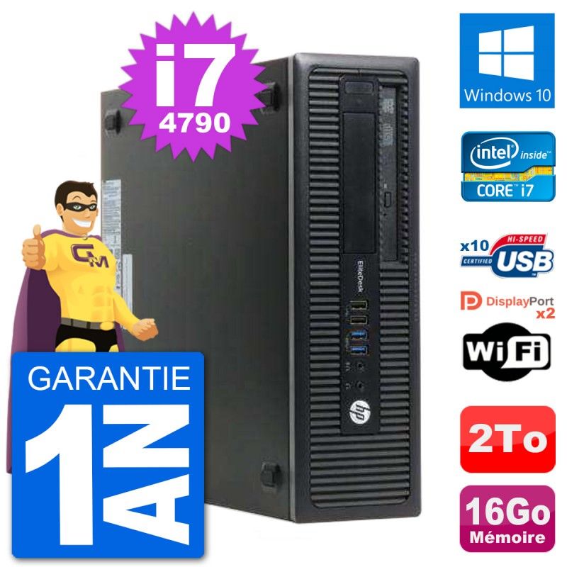 HP EliteDesk 800 G1 Core i7 Laptop - 16GB RAM, 2TB Hard Drive, Windows 10, WiFi