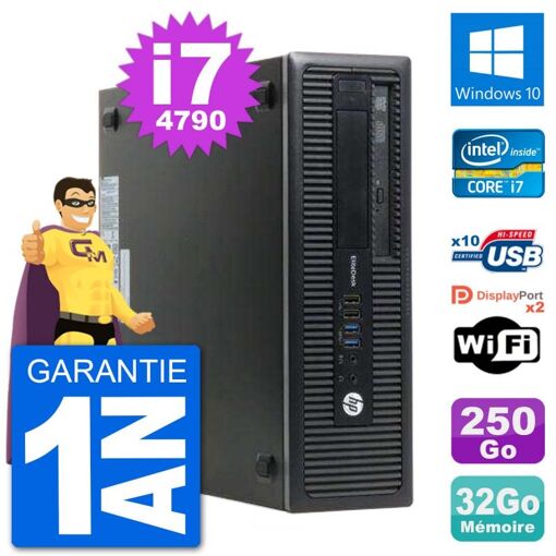 HP EliteDesk 800 G1 Desktop PC - Core i7-4790, 32GB RAM, 250GB Hard Drive, Windows 10, WiFi