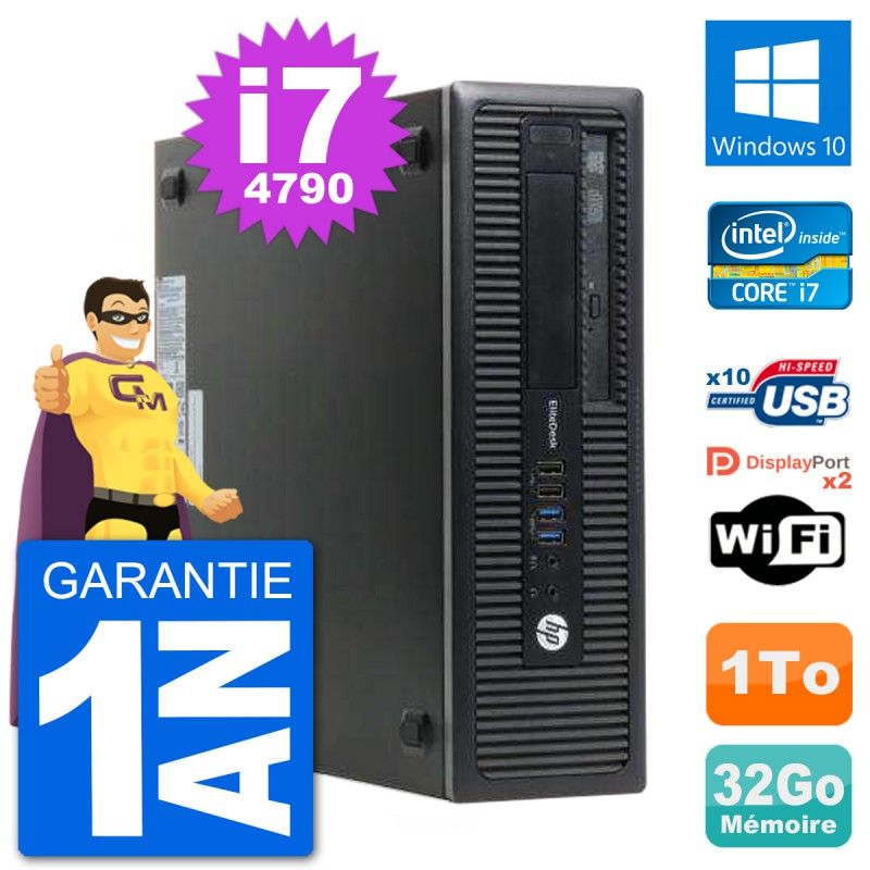 HP EliteDesk 800 G1 Core i7-4790 32GB RAM 1TB HDD Windows 10 WiFi PC