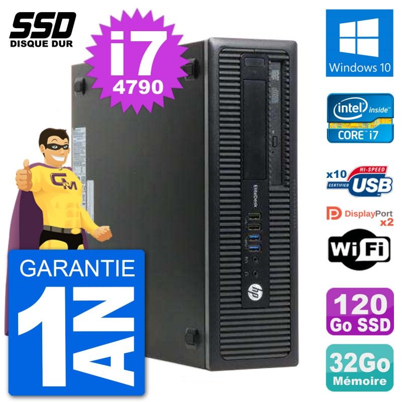 HP EliteDesk 800 G1 Core i7-4790 32GB RAM 120GB SSD Windows 10 Wifi Desktop PC