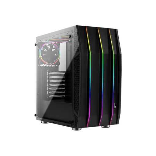 AeroCool Klaw Tour ATX Mid-Tower Case - Tempered Glass Side Panel - No Power Supply - Black - USB/Audio
