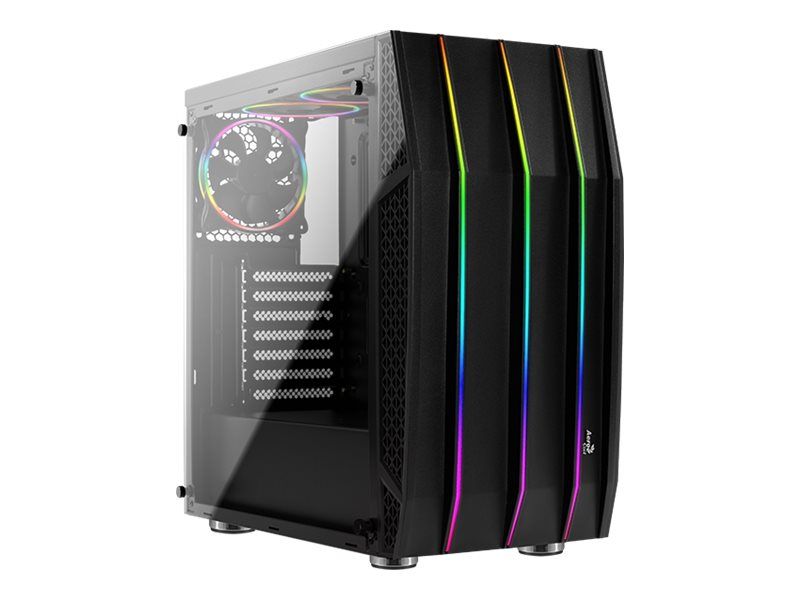 AeroCool Klaw Tour ATX Mid-Tower Case - Tempered Glass Side Panel - No Power Supply - Black - USB/Audio
