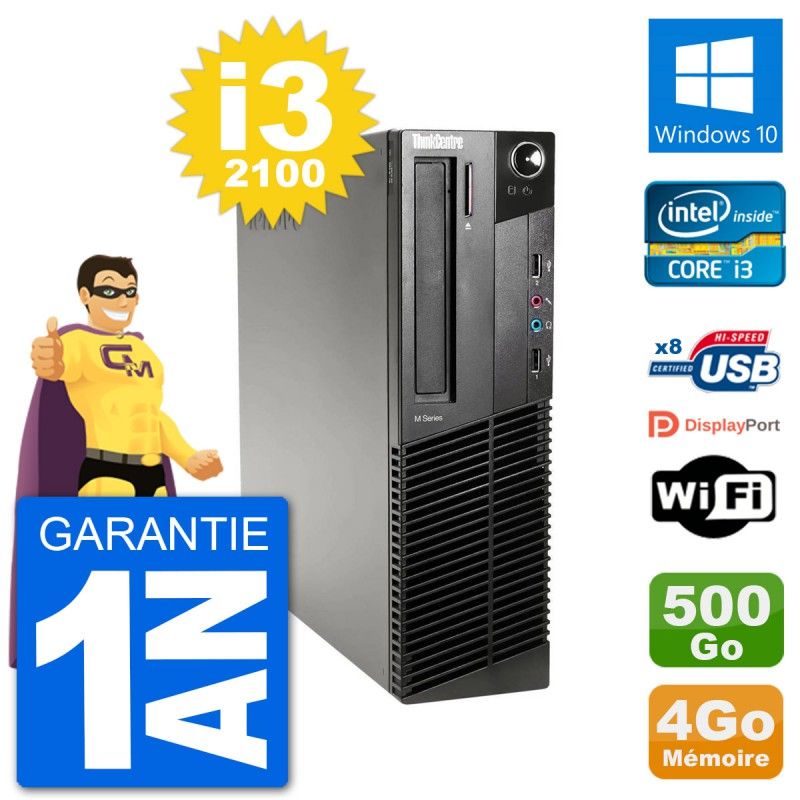 Lenovo M91p SFF Desktop PC - Intel i3-2100, 4GB RAM, 500GB HDD, Windows 10, WiFi