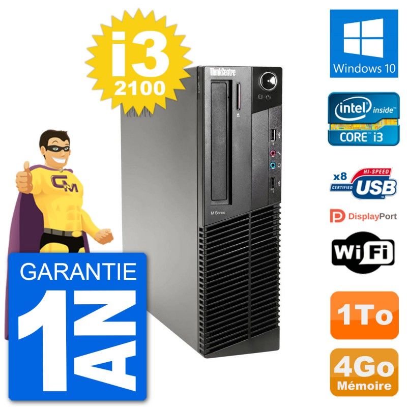 Lenovo M91p SFF Desktop PC - Intel Core i3-2100, 4GB RAM, 1TB HDD, Windows 10, WiFi