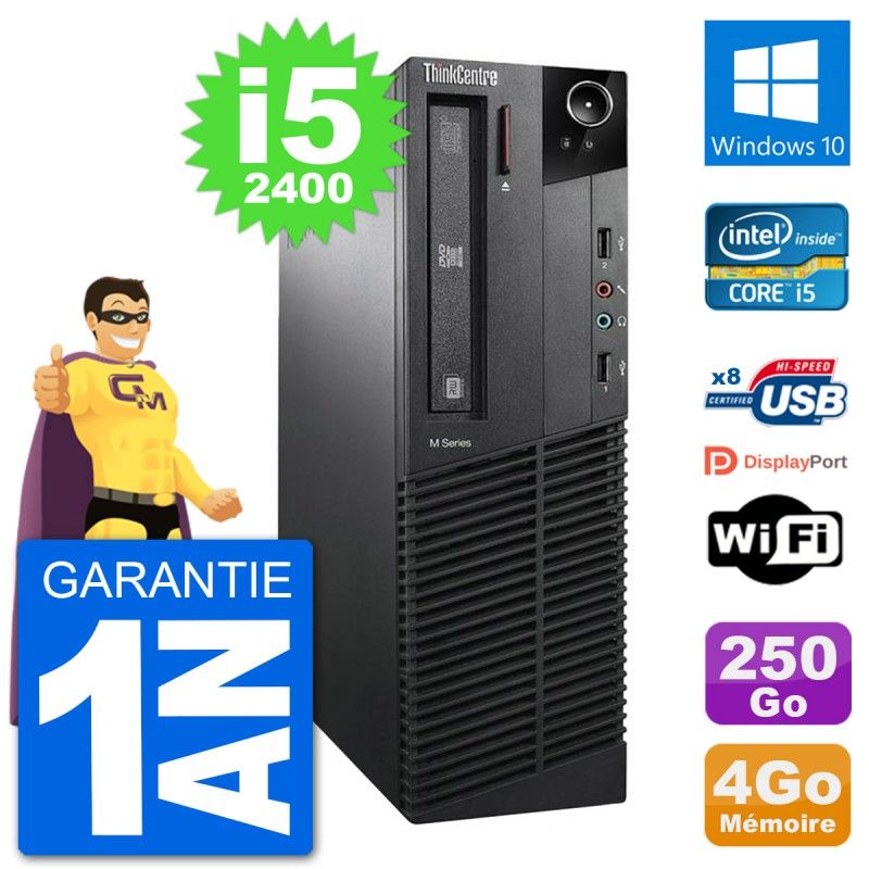 Lenovo M91p SFF Desktop PC - Intel i5-2400, 4GB RAM, 250GB HDD, Windows 10, WiFi