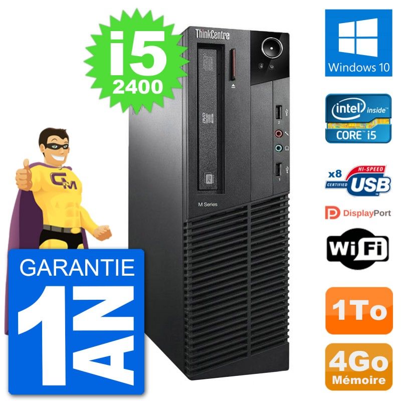 Lenovo M91p SFF Desktop Computer - Intel i5-2400, 4GB RAM, 1TB HDD, Windows 10, WiFi