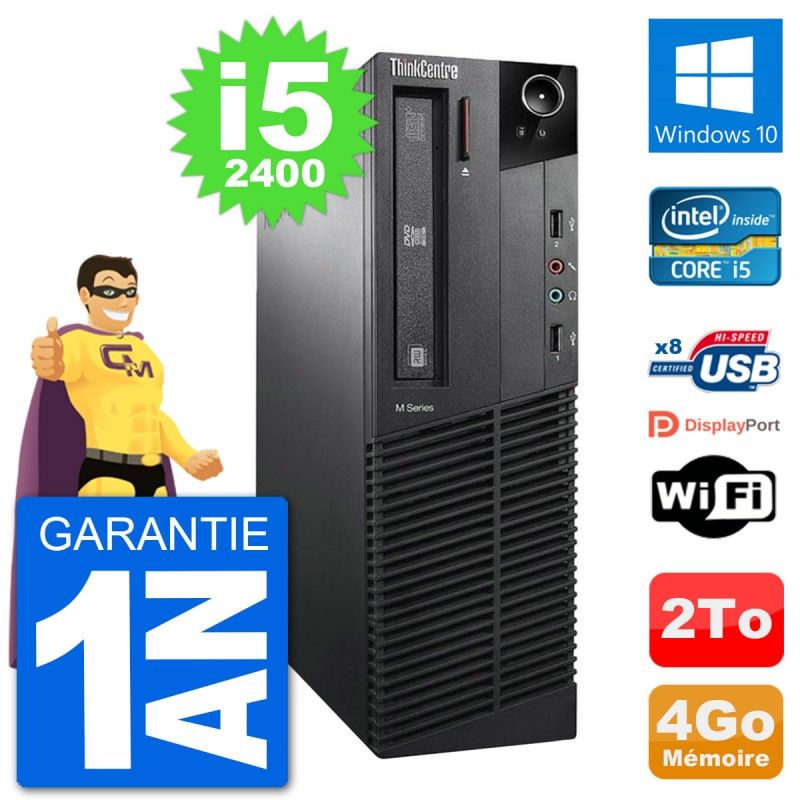 Lenovo M91p SFF Desktop Computer, Intel i5-2400, 4GB RAM, 2TB HDD, Windows 10, WiFi