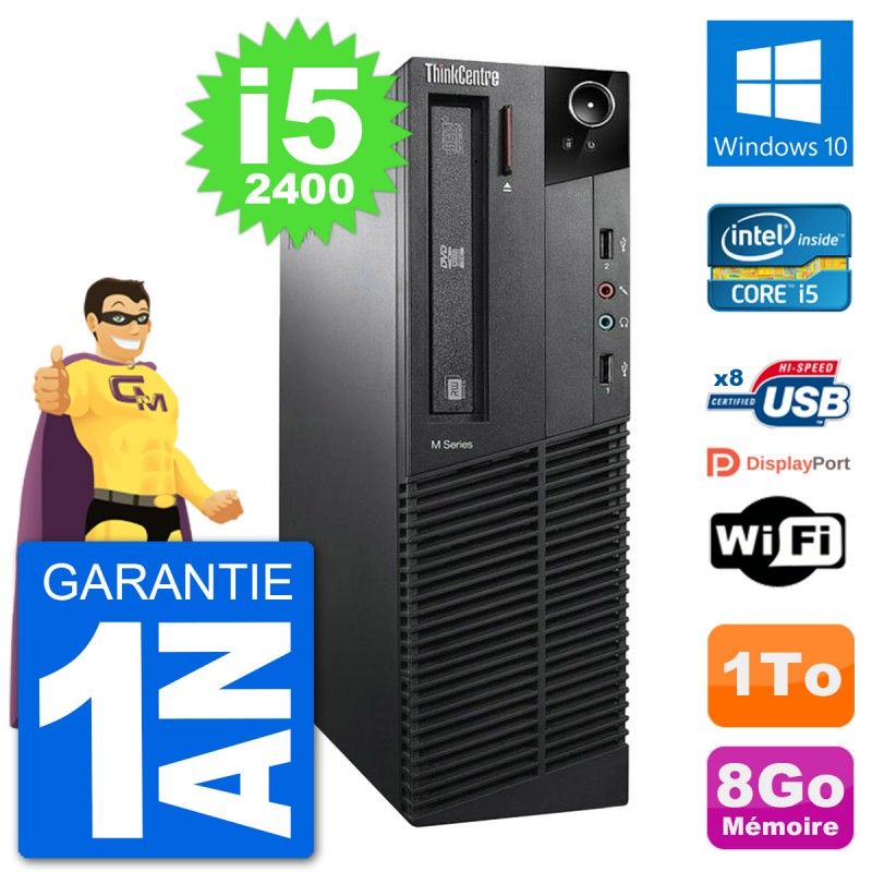 Lenovo M91p SFF Desktop PC - Intel i5-2400, 8GB RAM, 1TB HDD, Windows 10, WiFi