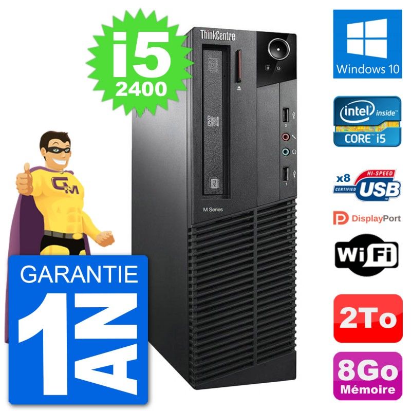 Lenovo M91p SFF Desktop PC - Intel i5-2400, 8GB RAM, 2TB HDD, Windows 10, WiFi
