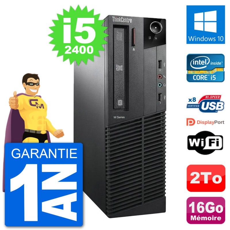 Lenovo M91p SFF Desktop Computer - Intel i5-2400, 16GB RAM, 2TB HDD, Windows 10, WiFi
