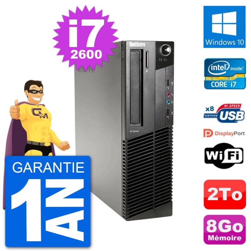 Lenovo M91p SFF Desktop Computer - Intel i7-2600, 8GB RAM, 2TB HDD, Windows 10, WiFi