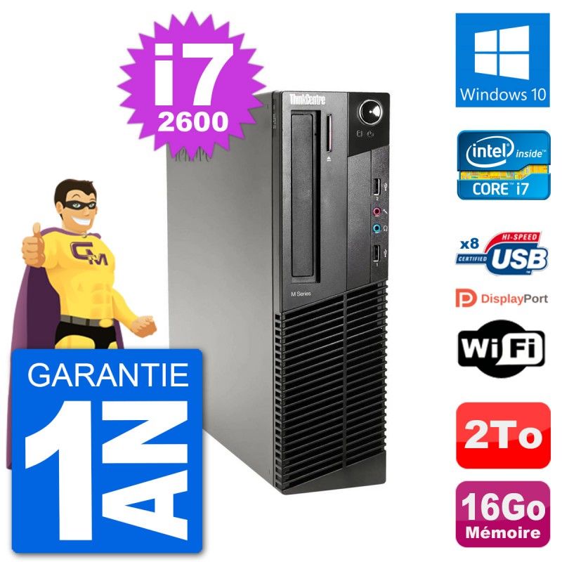 Lenovo M91p SFF Desktop PC - Intel i7-2600, 16GB RAM, 2TB HDD, Windows 10, WiFi
