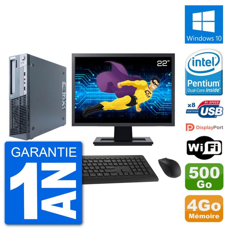 Computadora de escritorio Lenovo M91p SFF - Pantalla de 22', Procesador Intel G630, 4GB de RAM, Disco duro de 500GB, Windows 10, WiFi