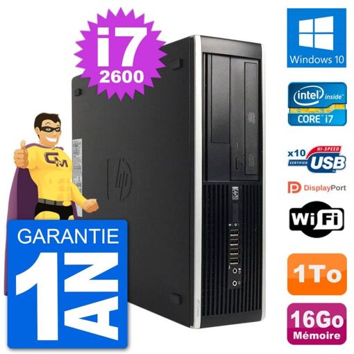 PC HP 8200 Elite SFF - Intel i7-2600, 16GB RAM, 1TB HDD, Windows 10, WiFi