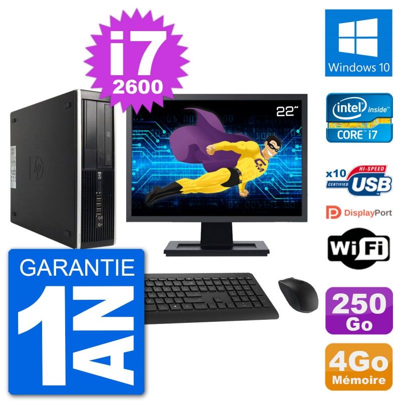HP 8200 Elite SFF Computer | 22" Screen | Intel i7-2600 | 4GB RAM | 250GB HDD