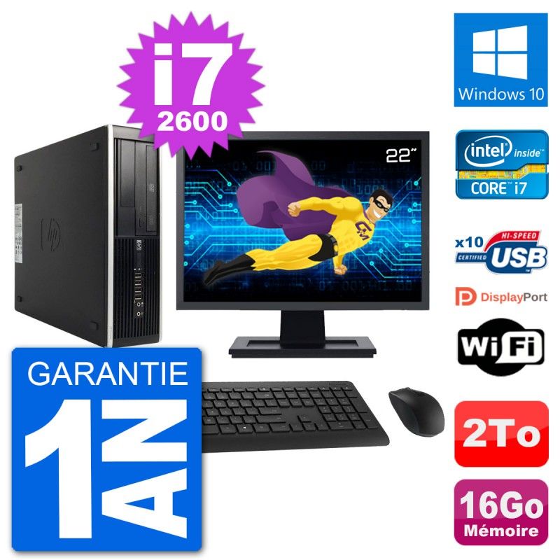 HP 8200 Elite SFF Computer | 22" Screen | Intel i7-2600 | 16GB RAM | 2TB HDD | Windows 10