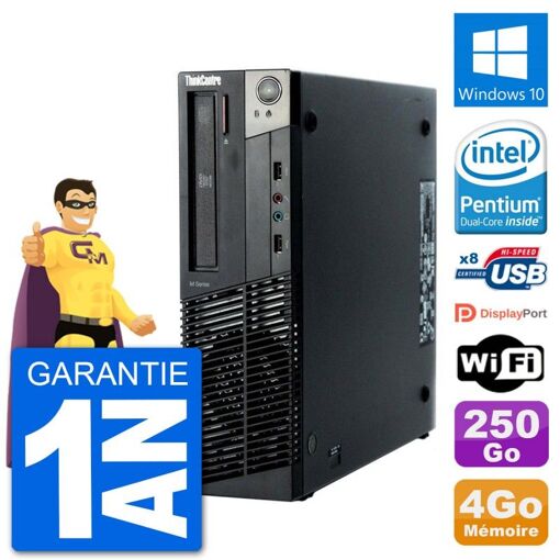 Lenovo M92p SFF Desktop Computer - Intel Pentium G630, 4GB RAM, 250GB HDD, Windows 10, WiFi