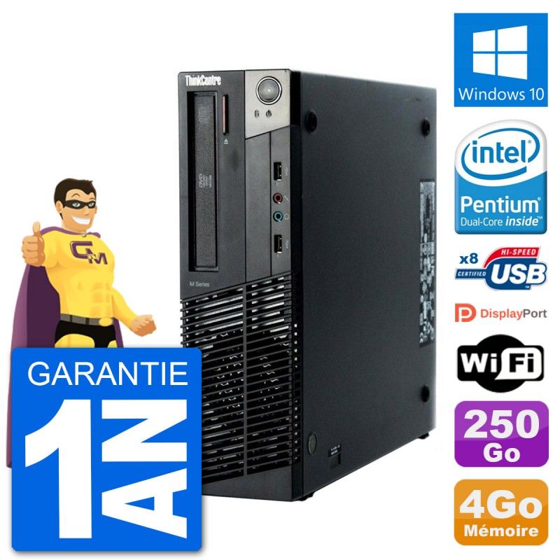 Lenovo M92p SFF Desktop Computer - Intel Pentium G630, 4GB RAM, 250GB HDD, Windows 10, WiFi