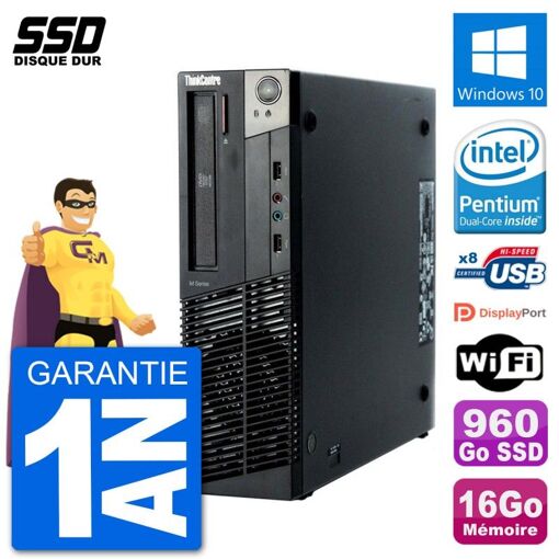 Lenovo ThinkCentre M92p SFF Desktop - Intel Pentium G630, 16GB RAM, 960GB SSD, Windows 10, Wifi