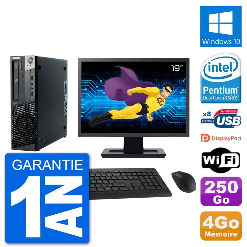 Ordenador de sobremesa Lenovo M92p SFF, pantalla de 19', procesador Intel G630, 4 GB de RAM, disco duro de 250 GB, Windows 10, WiFi