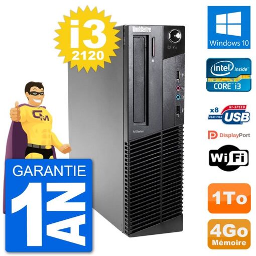 Lenovo M92p SFF Desktop Computer - Intel i3-2120, 4GB RAM, 1TB HDD, Windows 10, WiFi