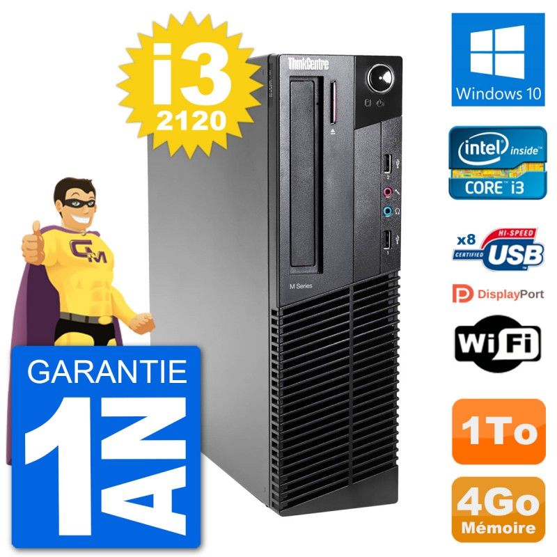 Lenovo M92p SFF Desktop Computer - Intel i3-2120, 4GB RAM, 1TB HDD, Windows 10, WiFi