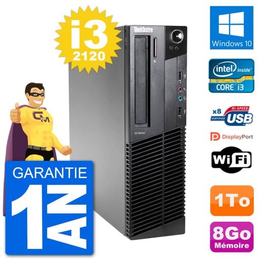 Lenovo M92p SFF Desktop Computer - Intel i3-2120, 8GB RAM, 1TB HDD, Windows 10, WiFi