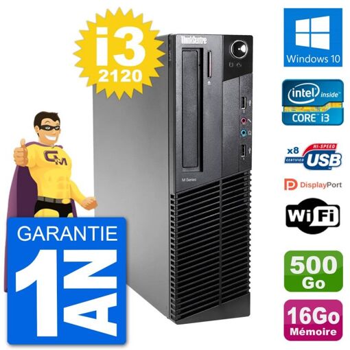 Lenovo M92p SFF Desktop PC - Intel i3-2120, 16GB RAM, 500GB HDD, Windows 10, WiFi