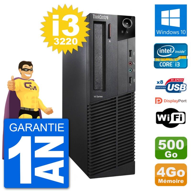 Lenovo M92p SFF Desktop Computer - Intel i3-3220, 4GB RAM, 500GB HDD, Windows 10, WiFi