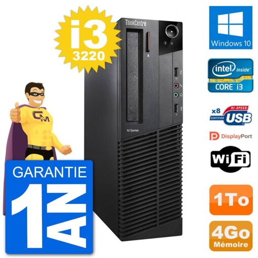 Lenovo M92p SFF Desktop PC - Intel i3-3220, 4GB RAM, 1TB HDD, Windows 10, WiFi