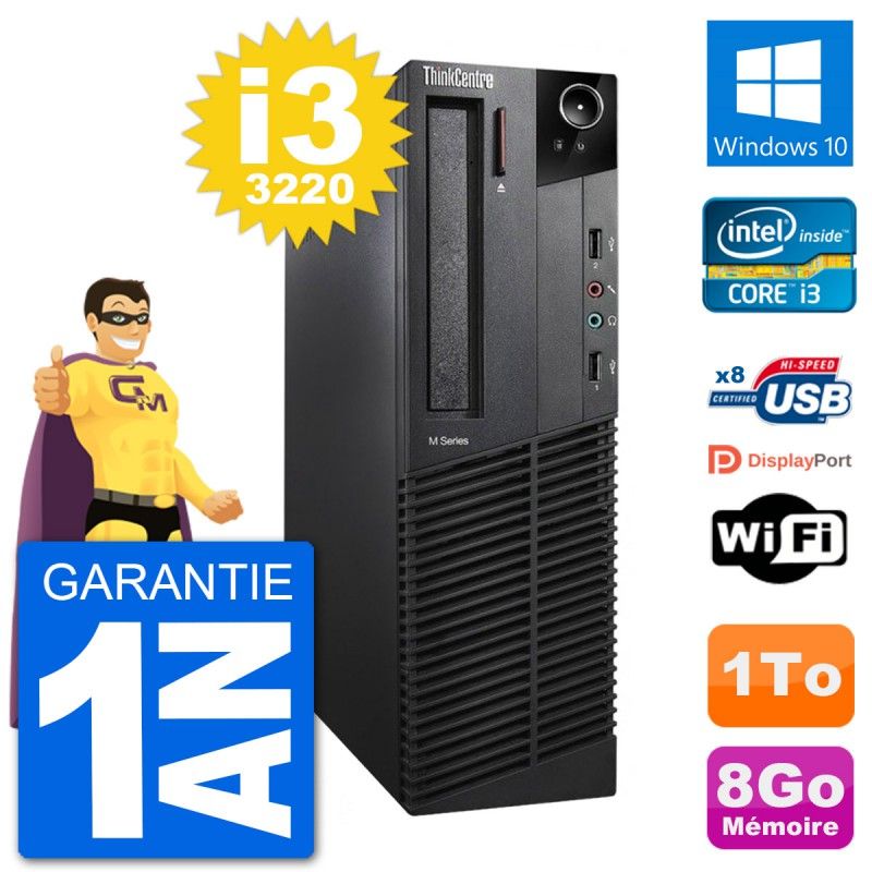 Lenovo M92p SFF Desktop PC - Intel i3-3220, 8GB RAM, 1TB HDD, Windows 10, WiFi