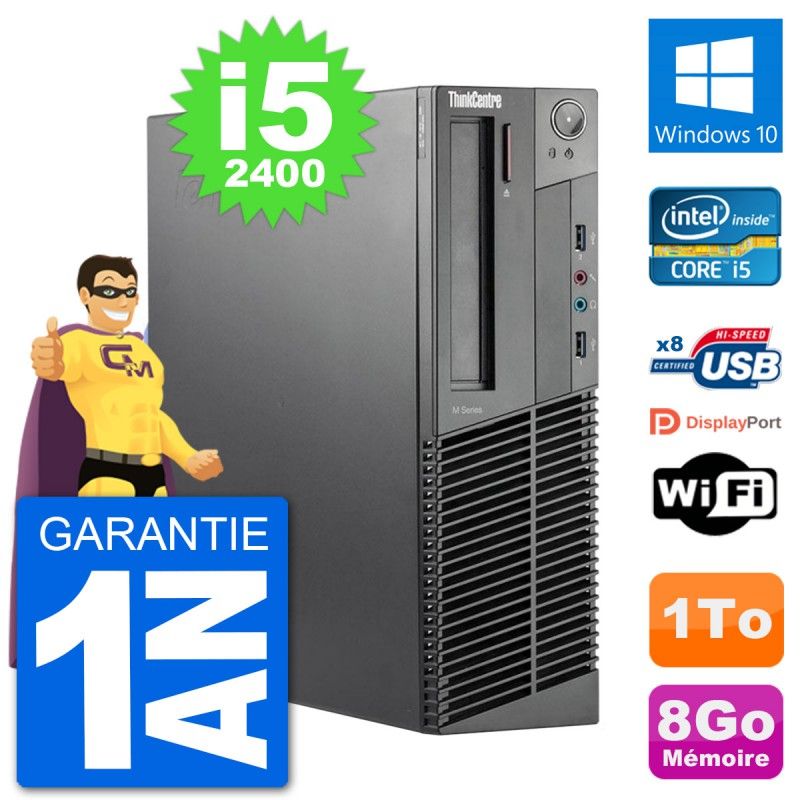 Lenovo M92p SFF Desktop Computer - Intel i5-2400, 8GB RAM, 1TB HDD, Windows 10, WiFi