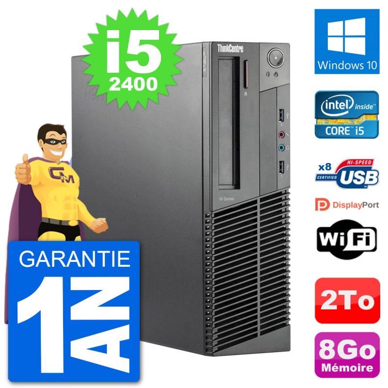 Lenovo M92p SFF Desktop PC - Intel i5-2400, 8GB RAM, 2TB HDD, Windows 10, WiFi
