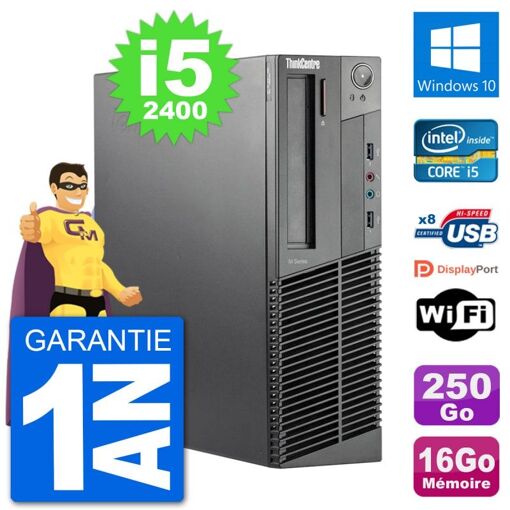 Lenovo M92p SFF PC - Intel i5-2400, 16GB RAM, 250GB HDD, Windows 10, WiFi