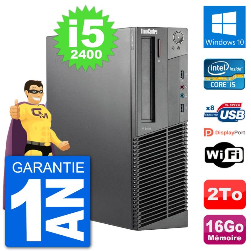 Lenovo M92p SFF PC - Intel i5-2400, 16GB RAM, 2TB HDD, Windows 10, WiFi